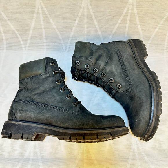 Timberland® Premium 6-Inch Waterproof Size 6.5 Black Nubuck Leather ReBOTL A6446 - Picture 6 of 9